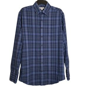Peter Millar Mens Blue Plaid Button Down Long‎ Sleeve Shirt Casual Dress